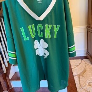 Lucky Green V-Neck Women’s Top